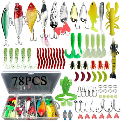Fishing Lures Kit for Topwater Bait Rigs Tackle Kit for Bass Trout Salmon Fishing Accessories