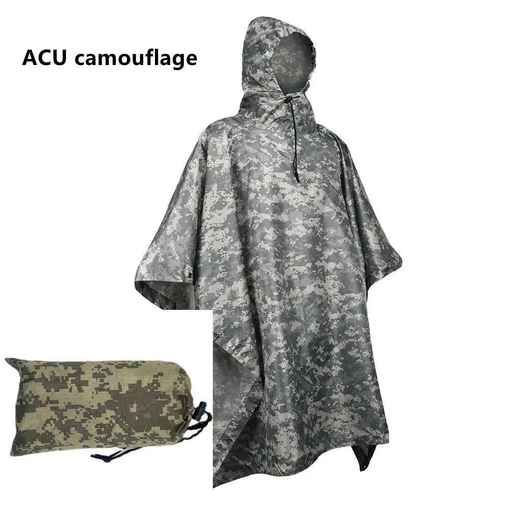 Multifunctional Raincoat Waterproof Poncho Camouflage Cover For Camping Hunting Clothes