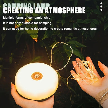 Rechargeable 32.8FT Camping String Lights - 2 in 1 Quick Storage Tent Lights with 5 Lighting Modes - Hanging Portable LED Lamp f
