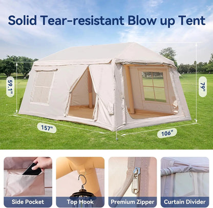 Inflatable Blow Up Tents for Camping, Waterproof  Manual Pump, Spacious Easy Setup Inflatable Camping