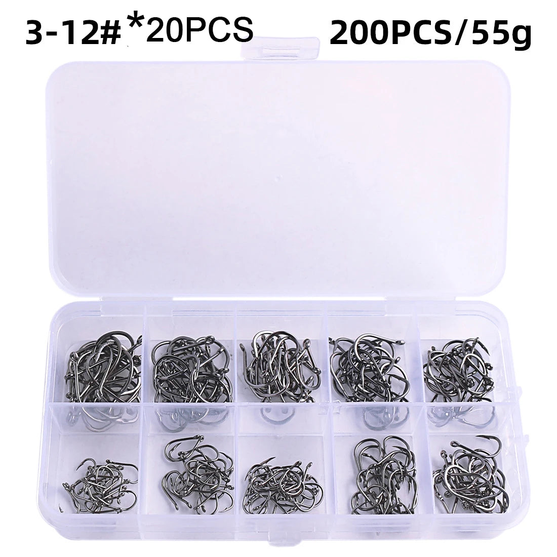 Fishing Hooks Set High Carbon Steel Barbed Fishhooks for Saltwater Freshwater