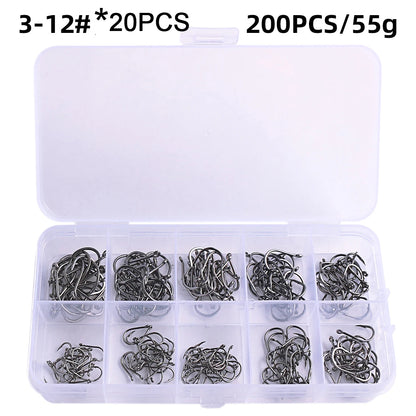 Fishing Hooks Set High Carbon Steel Barbed Fishhooks for Saltwater Freshwater