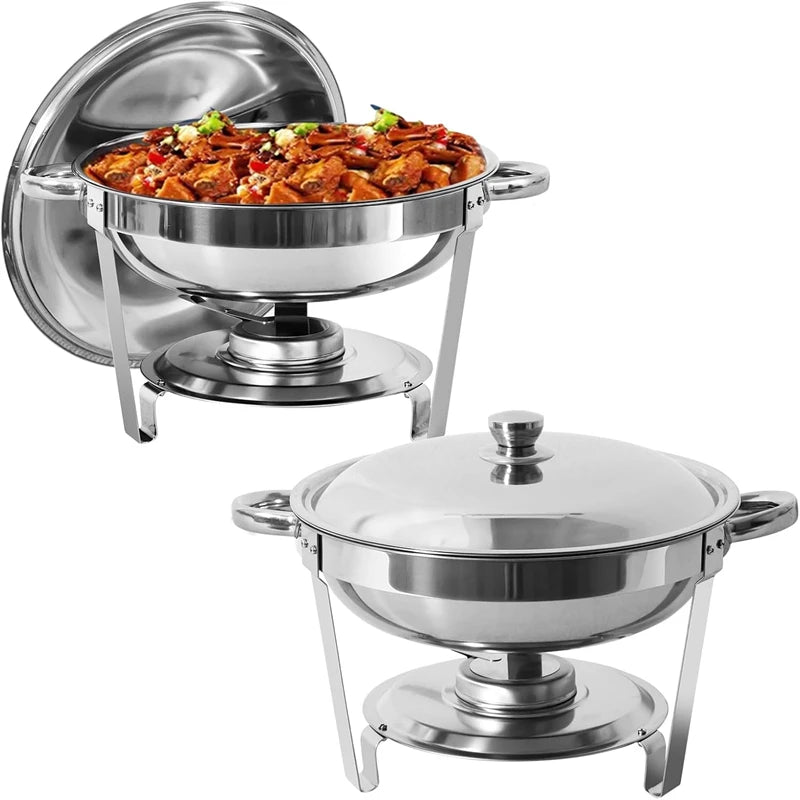 5QT    Packs Stainless Steel Chafer with Full Size Pans Catering Buffet Set Food Warmer Server For Camping