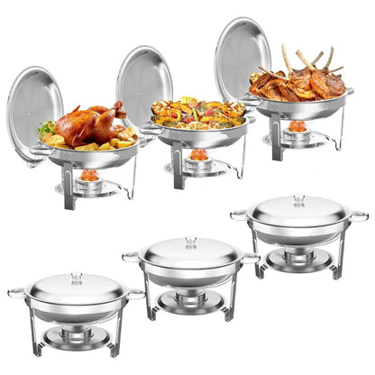 5QT    Packs Stainless Steel Chafer with Full Size Pans Catering Buffet Set Food Warmer Server For Camping