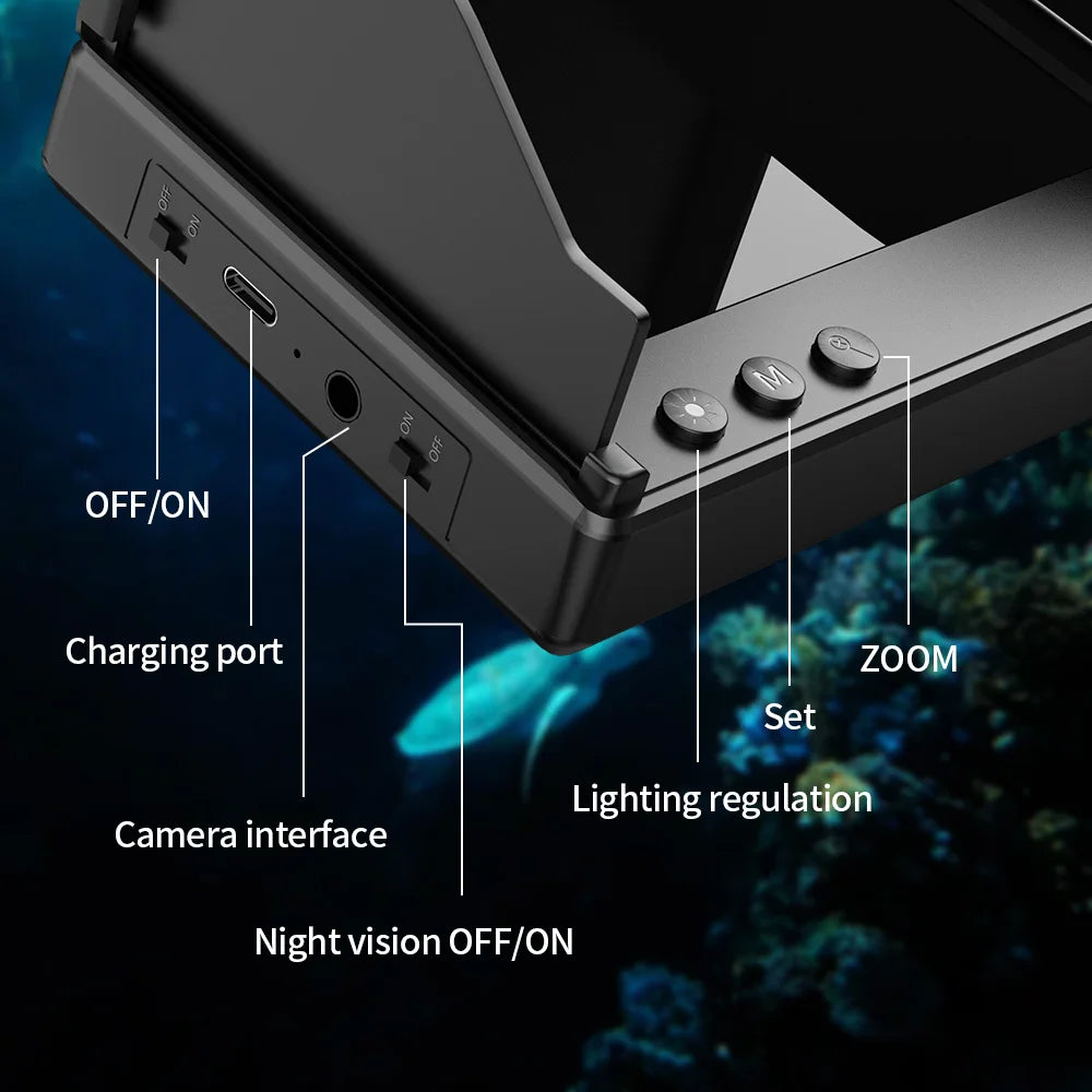 Portable Fish Depth Finder Water Handheld   LCD Fish Finder Underwater 120° Fishing Camera With Night Vision