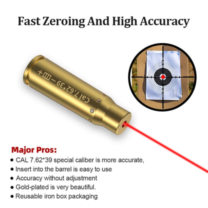 7.62X39 Optics Cartridge Red Dot Laser Bore Brass Bore Boresighter For Pistol Rifle Scope Hunting Accessories 6 Batte