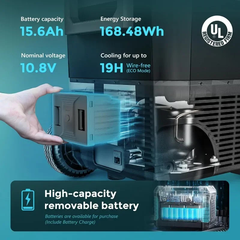 Authenticity guarantee.12 Volt Refrigerator with Ice Maker, 48QT(45L) Electric Cooler Usable Battery Dual Zone, Car Refrigerator