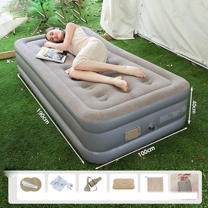 PVC Inflatable Sleeping Mattress 2 Person Camping Bed Mat Built-in Pump