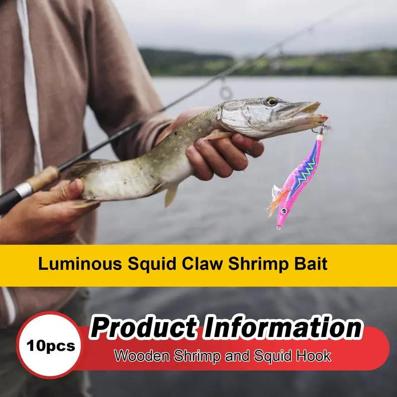 Artificial Hard Bait Luminous Squid Jig Sea Fishing Lure   Shrimp Cuttlefish Squid Rig
