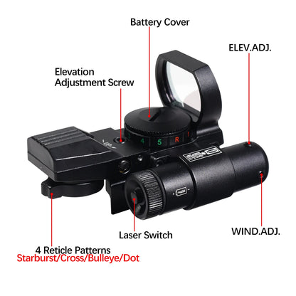 Red Dot Sight with Laser Pointer 4 Reticle