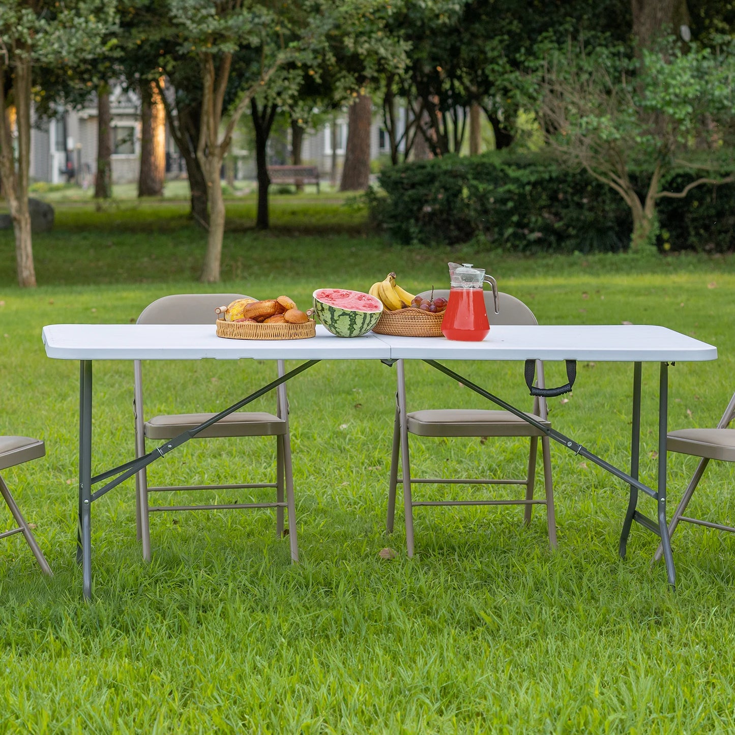 JHK-Outdoor Portable Folding Table, Heavy Duty Foldable Table with Carrying Handle, Safety Lock for Camping, Picnic, Dining