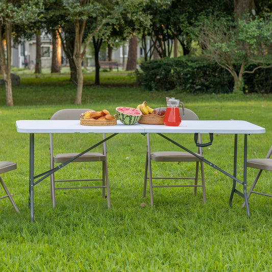 JHK-Outdoor Portable Folding Table, Heavy Duty Foldable Table with Carrying Handle, Safety Lock for Camping, Picnic, Dining