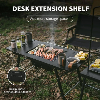 Table with Charcoal Grill, Folding Camping Table