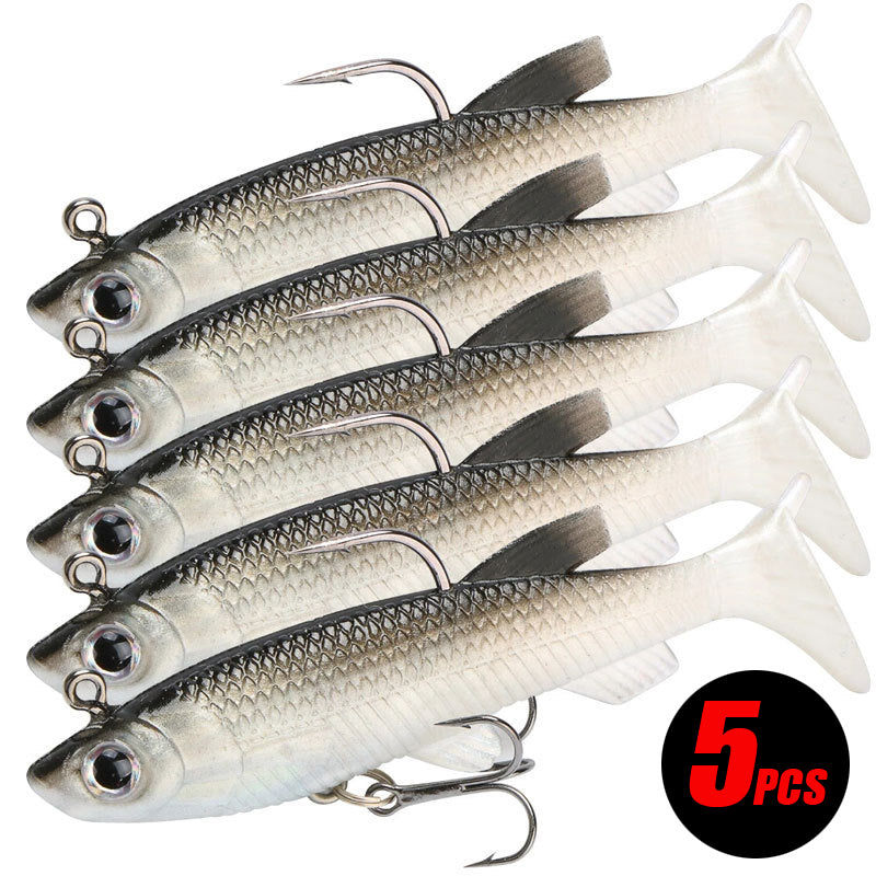 5pcs Kit Fishing Lure Soft Lure 8cm/ 2.8in Artificial Bait Cool Fishing Hooks