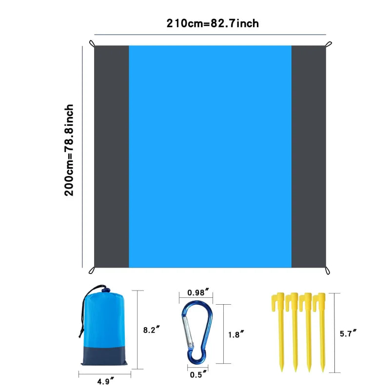 Waterproof beach blanket 200x210cm portable lightweight picnic camping hiking trip mat for beach outdoor sports camp supplies