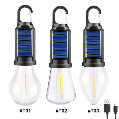 2-5PCS Solar Powered LED Lighting Lantern USB Charging Outdoor Tent