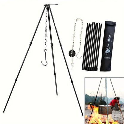 Camping Campfire Tripod Adjustable Hanging Pot, Stable Campfire Cooking,