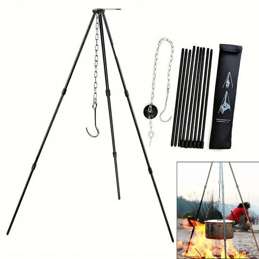 Camping Campfire Tripod Adjustable Hanging Pot, Stable Campfire Cooking,