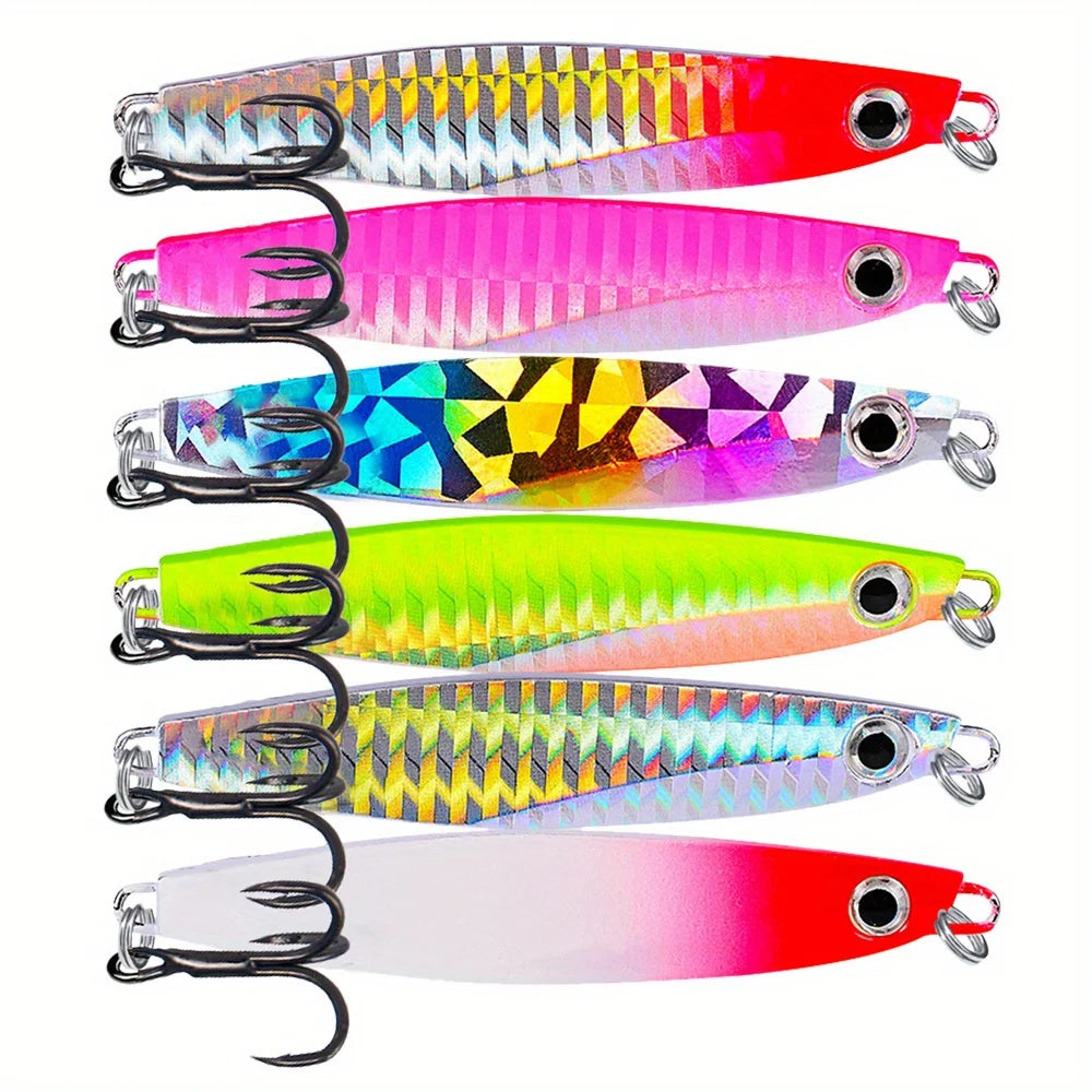 Ackibbik 6pcs Metal Cast Jig Spoon 40g Fishing Jigs Saltwater Fishing Casting Jigging Fish Metal Sinking Lure for Tuna, Kingfish