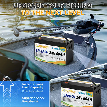 24V 60AH LiFePO4 Battery Pack With 60A BMS 8000+ Cycles For Campers Off-Road Off-grid Solar Wind Lithium Iron Phosphate Battery