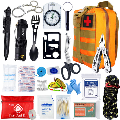 Survival First Aid Kit Survival Full Set  Outdoor Gear Emergency Kits Trauma Bag Camping Hiking