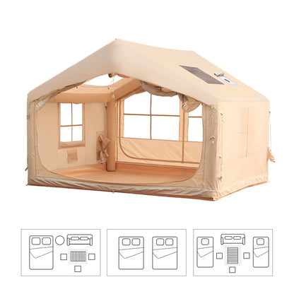 Inflatable Camping Tents with Hand Pump,Easy Setup Waterproof and Windproof Blow up Tent with Mesh & Chimney Window