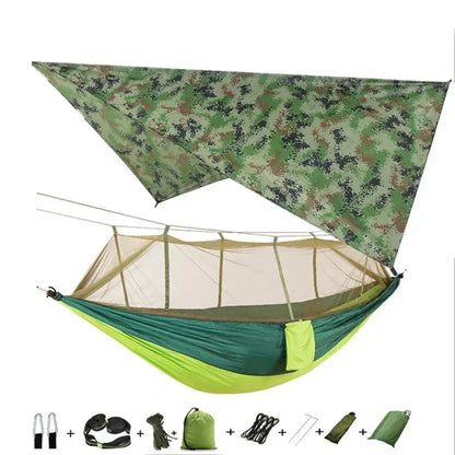 Camping Hammock with Mosquito Net&Rainfly Tent Tarp & Tree Straps