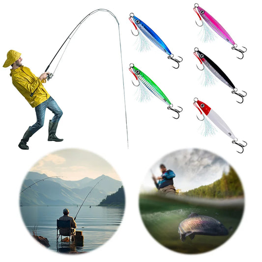 Metal Jig Fishing Lure 60g Trolling Hard Bait Fast Sinking Bass Fishing Bait Saltwater Lures for Sea Fishing and Boat Fishing