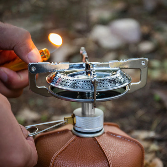 Outdoor Camping Gas Stove Small Camping Stove with Storage Bag Lightweight Stove Head for Hiking Climbing Fishing