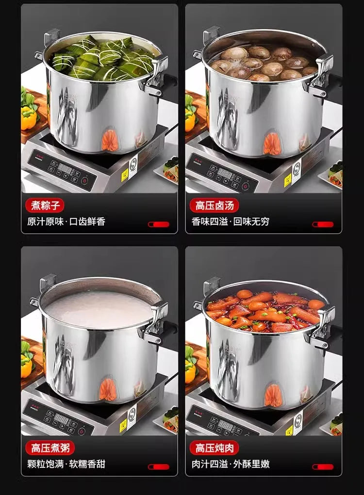 Commercial Stainless Steel Pressure Cooker, Large Capacity Explosion-Proof for Gas/Induction Stove, Restaurant Kitchen Use