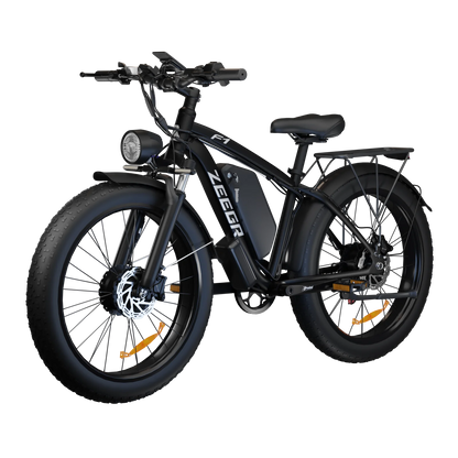 ZEEGR F1 48V 2000W Full Suspension E-Bike CE Certified 26 Inch Fat Tires Hidden Dual Battery Snow Beach Ebike