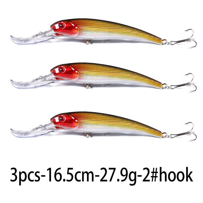 Hengjia 16.5cm 28g Big Minnow Lure Trolling Bait Artificial Wobblers  Deep Diving Sea Fishing Tackle Bass Pike Crankbaits