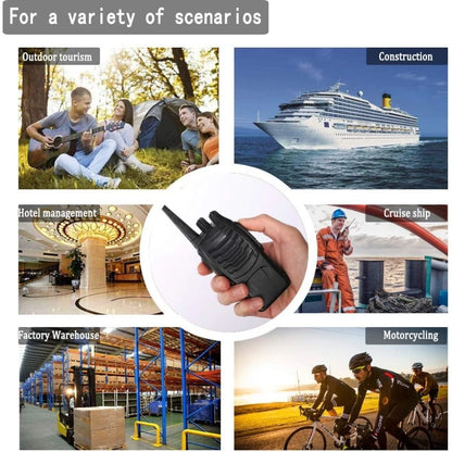 NEW 6 Pack 2 Way Radios Long Range Walkie Talkies w/Headphones,16 Channel Handheld w/Flashlight Li-ion Battery&Charger