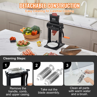 Meat Tenderizer Heavy Duty Stainless Steel Meat Tenderizer Machine Quick and Easy Manual Operation Kitchen