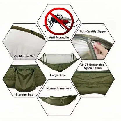 Outdoor camping hammock and mosquito-proof hammock, landing hanging bed net, easy to carry outdoor camping equipment hammock