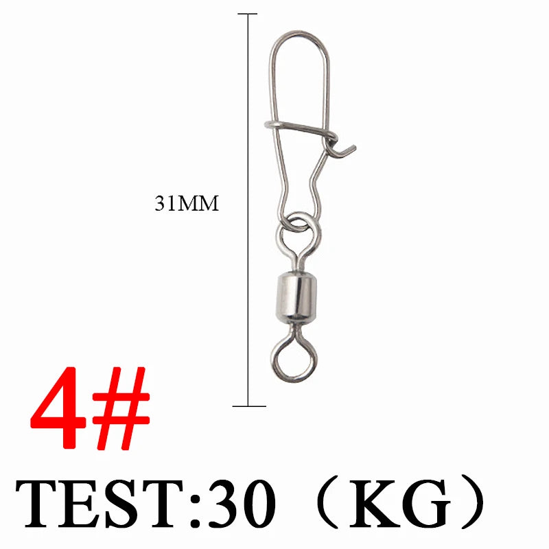 Bearing Rolling Swivel Stainless Steel Snap Pike Fishing Accessories Connector Fishhook Lure Swivels Tackle