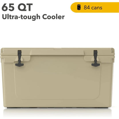 65 QT Ultra-Tough Cooler Hard Insulated Portable Ice Chest Box for Beach, Drink, Beverage, Camping, Picnic, Fishing, Boat