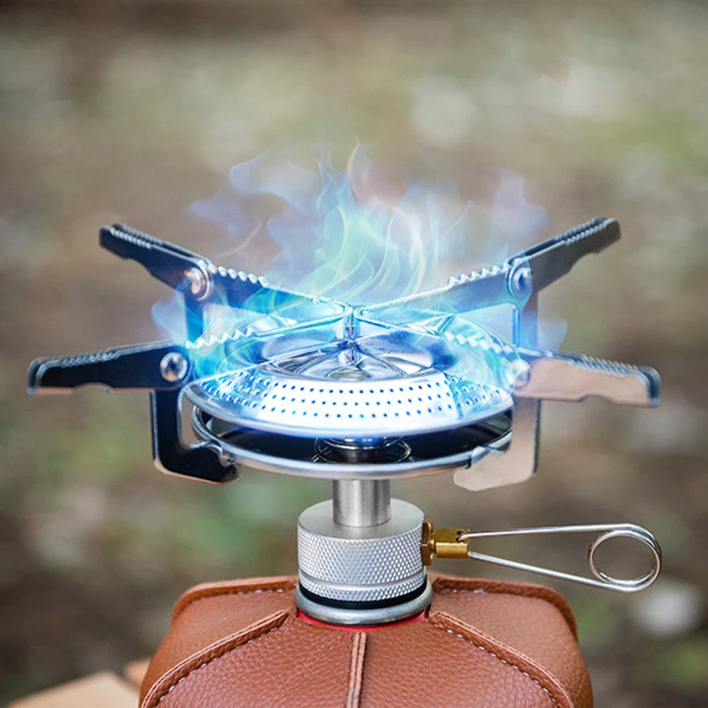 Outdoor Camping Gas Stove Small Camping Stove with Storage Bag Lightweight Stove Head for Hiking Climbing Fishing
