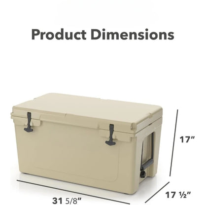 65 QT Ultra-Tough Cooler Hard Insulated Portable Ice Chest Box for Beach, Drink, Beverage, Camping, Picnic, Fishing, Boat
