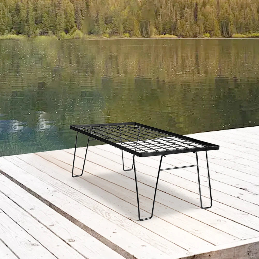 Camping Lightweight Table with Table Board & Bag Portable Cooking Net Table Campfire Grill Table for Outdoor Barbecue