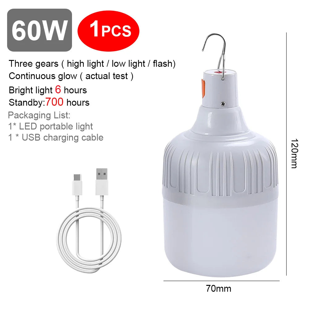USB Rechargeable LED Emergency Lights 80W Outdoor Camping Portable Lantern