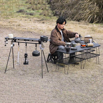 Folding Camping Hanging Rack Shelf Top Plate With Hook Triangle Storage Hanger Picnic Camping Cookware Pot Pan Hanging Rack