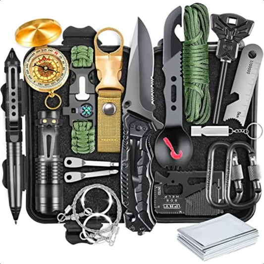 Survival Kit  Emergency Survival Gear and Equipment 19 in 1 Fishing Hunting