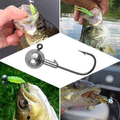 Crank Jig Head Hook Round Ball Jigs Fishing Hook Head Jig Lure Hard Bait Worm Jig Hooks for Fishing