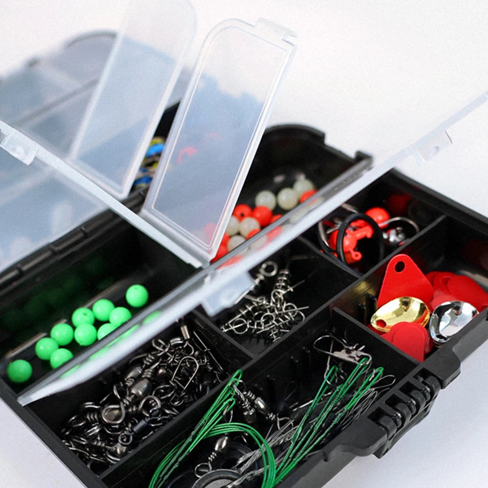 187pcs Fishing Set Including Jig Hooks Sinker Weight Swivels Snaps Fishing Accessories Kit Bass Trout Carp Fishing Accessories
