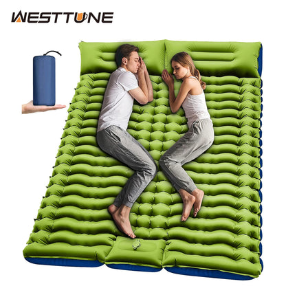WESTTUNE   Thick for 2 Person with Pillow Built-in Foot Pump Inflatable Mattress