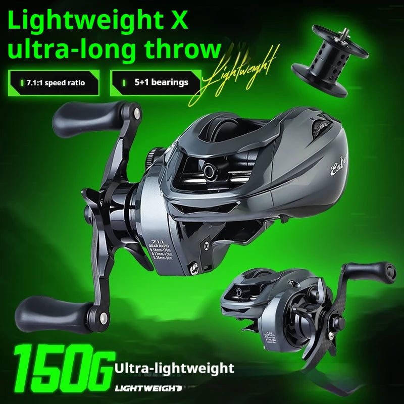 ABT100 Ultra-Light Carbon Fishing Reel Smooth Magnetic Brake Far Casting Water-Drop Wheel Anti-Line Explosion For Fishing Sports