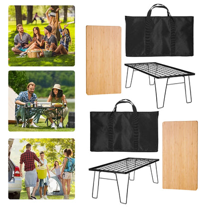 Camping Lightweight Table with Table Board & Bag Portable Cooking Net Table Campfire Grill Table for Outdoor Barbecue