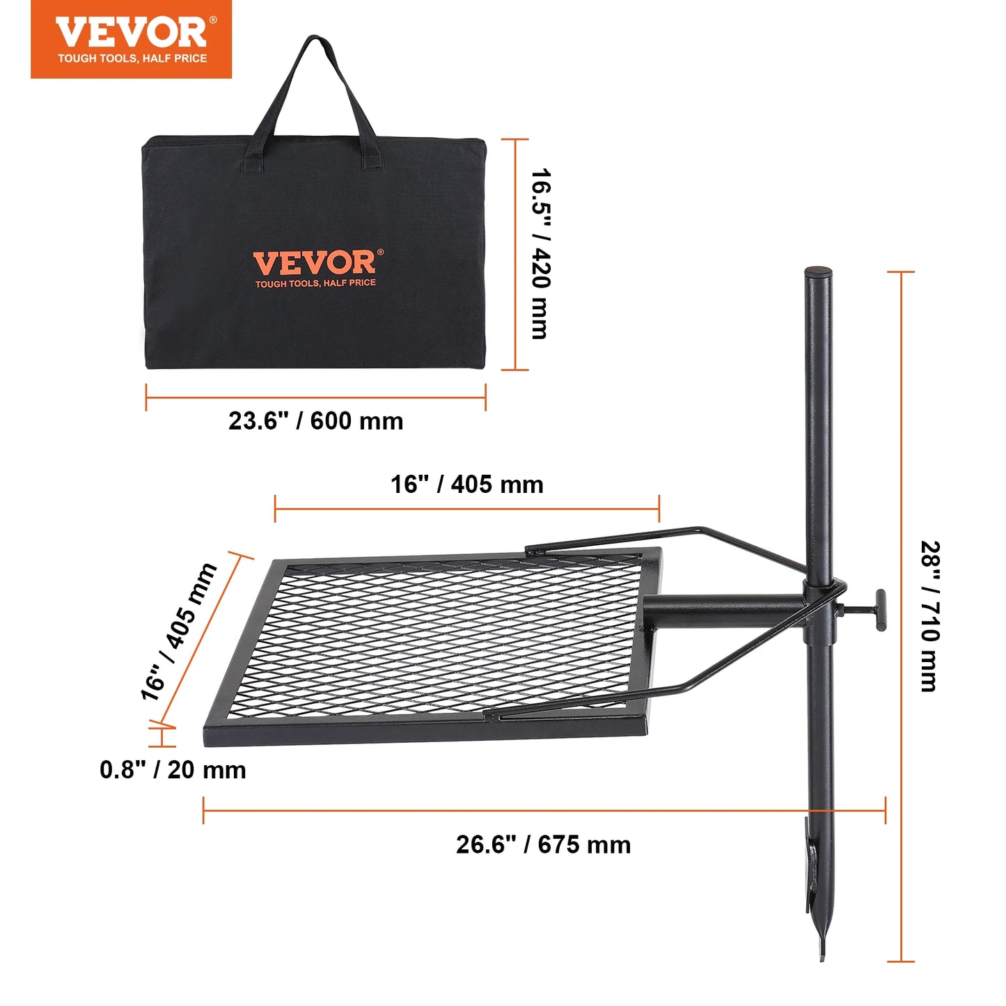 Premium Steel Campfire Grill Rack for Outdoor Cooking Camping Picnics Beach