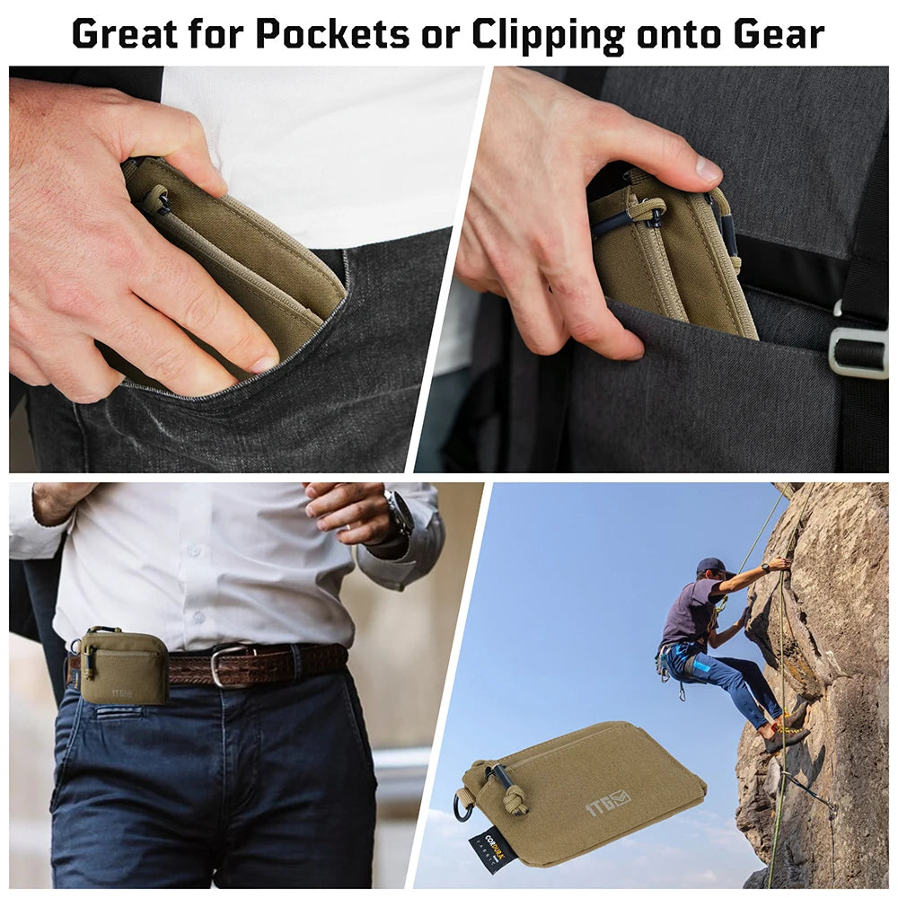 Waterproof EDC Pouch Portable Key Change Purse Wallet Travel Kit Coin Mini Purse & Card Slots And Zippers Pouch
